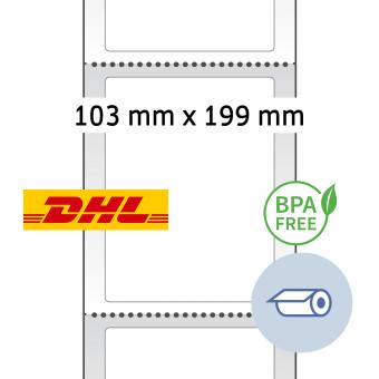 HERMA Étiquettes d&#039;expédition DHL, 58301, Thermo eco, blanc, perf.,103x199 mm, 800 ét./roul./min 8 r 