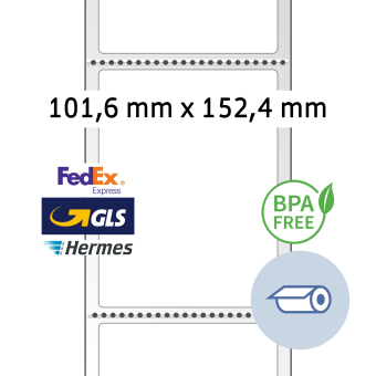 HERMA Étiquettes rouleau thermo, 58309, Thermo eco, blanc, perf. 101,6x152,4mm, 1.000 ét/r., min 12r 