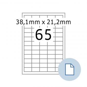 HERMA Étiquettes A4, 8697, papier blanc 38,1x21,2 mm, 100 f./6.500 étiqu./unité livr. 10 boîte 