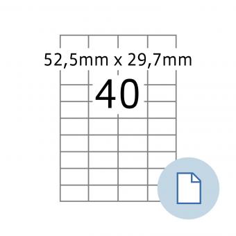 HERMA Étiquettes A4, 8698, papier blanc 52,5x29,7 mm, 100 f./4.000 étiqu./unité livr. 10 boîte 
