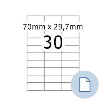 HERMA Étiquettes A4, 8703, papier blanc 70x29,7mm, 100 f./3.000 étiqu./unité livr. 10 boîte 