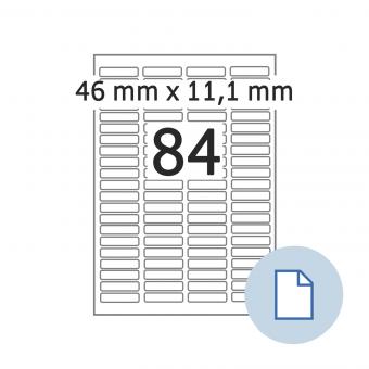 HERMA Étiquettes A4, 8724, papier blanc 46x11,1mm, 100 f./8.400 étiqu./unité livr. 10 boîte 