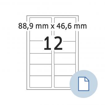 HERMA Étiquettes A4, 8725, papier blanc 88,9x46,6mm, 100 f./1.200 étiqu./unité livr. 10 boîte 