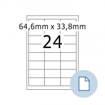 HERMA Étiquettes A4, 8736, papier blanc 64,6x33,8mm, 100 f./2.400 étiqu./unité livr. 10 boîte 