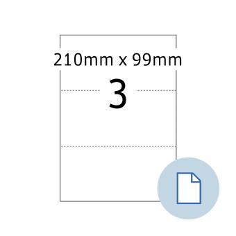 HERMA Étiquettes A4, 8771, papier blanc 210x99mm, 100 feuilles/300 étiqu./unité livr. 10 boîte