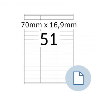 HERMA Étiquettes A4, 8779, papier blanc 70x16,9mm, 100 f./5.100 étiqu./unité livr. 10 boîte 