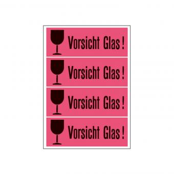 HERMA Étiquettes VORSICHT GLAS, 6750, papier rouge fluo, 118x39 mm, 250 feuilles/1.000 étiquettes 