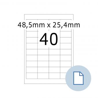 HERMA Étiquettes A4, 8658, papier blanc 48,5x25,4mm, 100 f./4.000 étiqu./unité livr. 10 boîte 