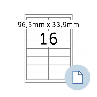 HERMA Étiquettes A4, 8710, papier blanc 96,5x33,9mm, 100 f./1.600 étiqu./unité livr. 10 boîte 