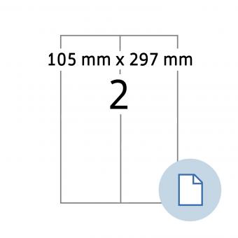 HERMA Étiquettes A4, 8723, papier blanc 105x297mm, 100 f./200 étiqu./unité livr. 10 boîte 