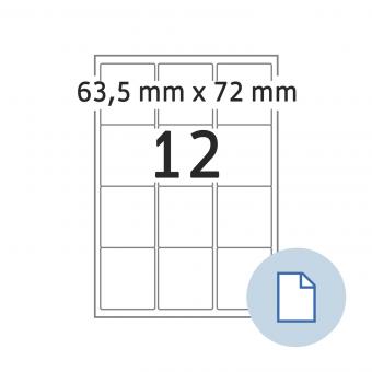 HERMA Étiquettes A4, 8726, papier blanc 63,5x72mm, 100 f./1.200 étiqu./unité livr. 10 boîte 