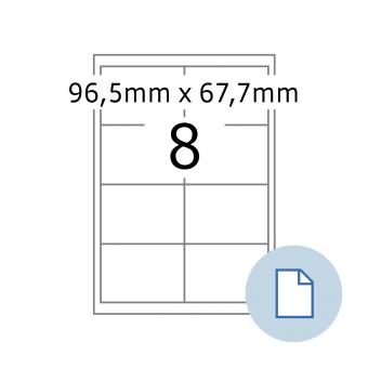 HERMA Étiquettes A4, 8739, papier blanc 96,5x67,7mm, 100 f./800 étiqu./unité livr. 10 boîte 